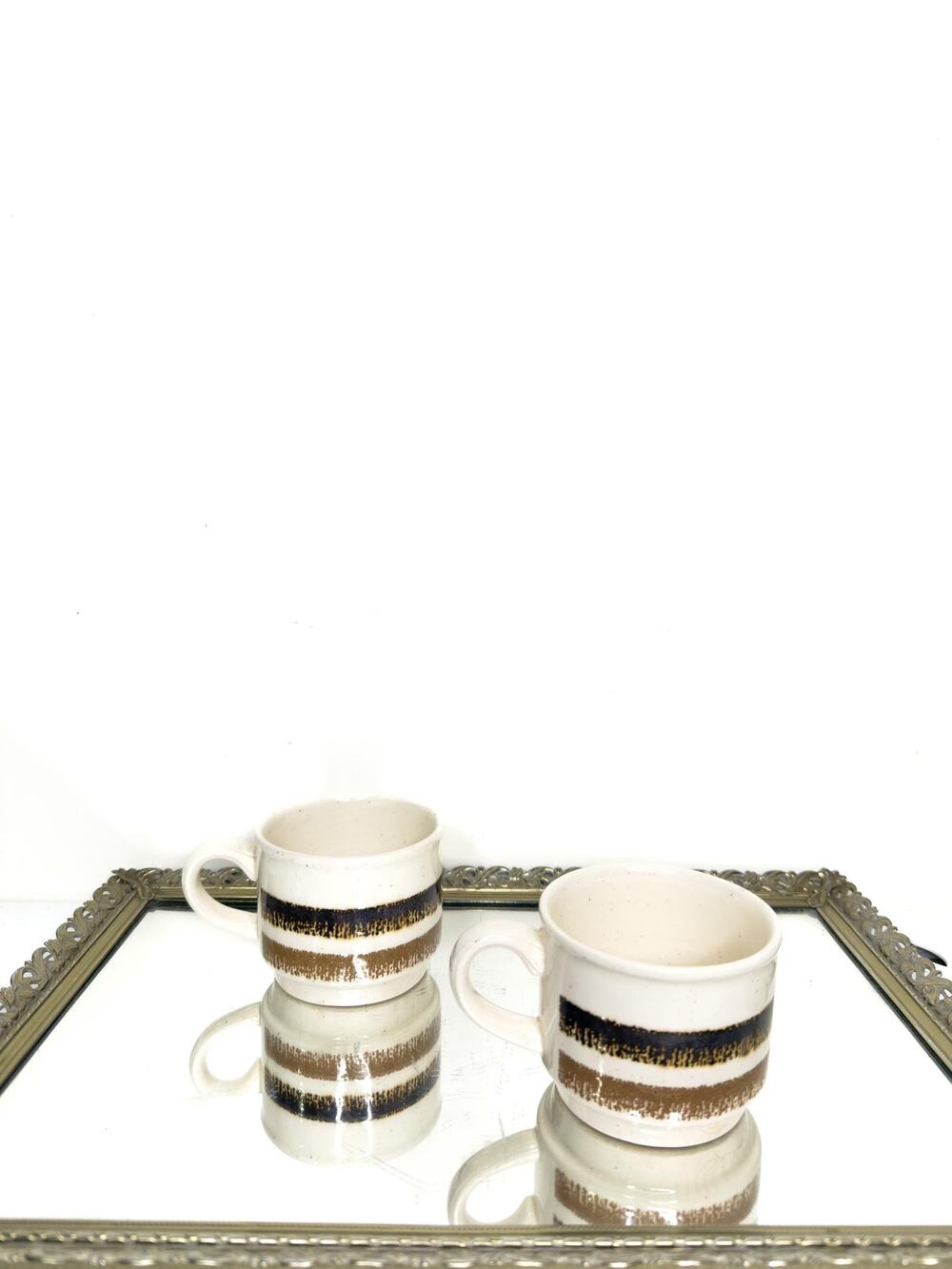 Vintage Bilton Stacking Mugs - Set of 2 - Made in England - 1970s Retro Bohemian
